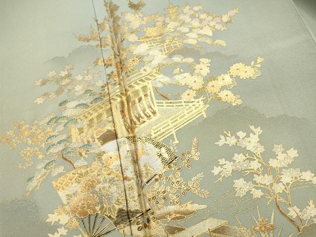 平和屋着物■訪問着 地紙風景文 暈し染め 金銀彩 正絹 逸品 DABI0721cd
