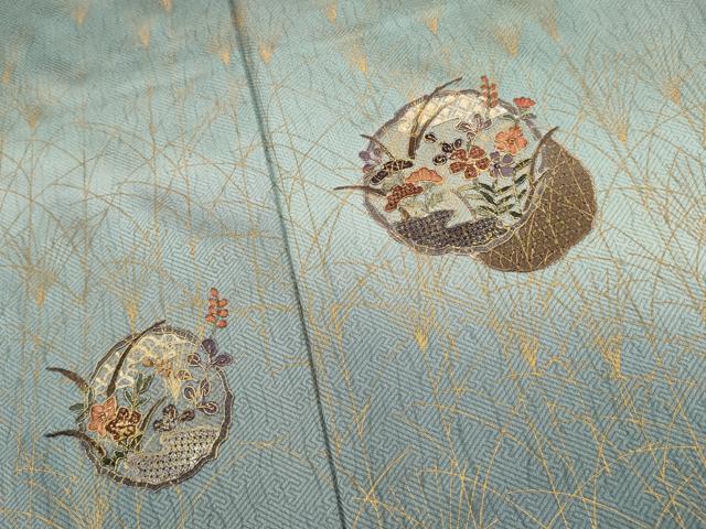 平和屋着物■中国三大刺繍 スワトウ刺繍 汕頭刺繍 総刺繍 訪問着 花丸文 暈し染め 金彩 正絹 逸品 DABI0722cd