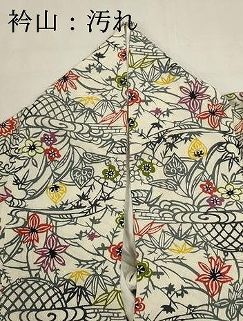 平和屋着物■上質な小紋 型染め 籬花文 正絹 逸品 DABI0735cd