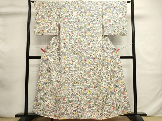平和屋着物■上質な小紋 型染め 籬花文 正絹 逸品 DABI0735cd