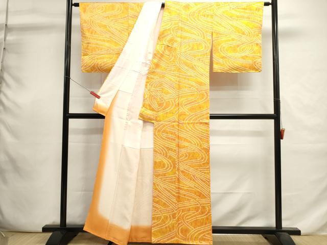 平和屋着物■上質な小紋 絞り 流水文 暈し染め 正絹 逸品 未使用 DABI0766cd