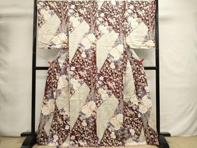平和屋着物■上質な小紋 草花文 牡丹 金彩 正絹 逸品 DABI0770cd