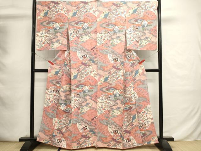 平和屋着物■上質な小紋 地紙花蝶文 宝尽くし 金彩 正絹 逸品 DABI0780cd