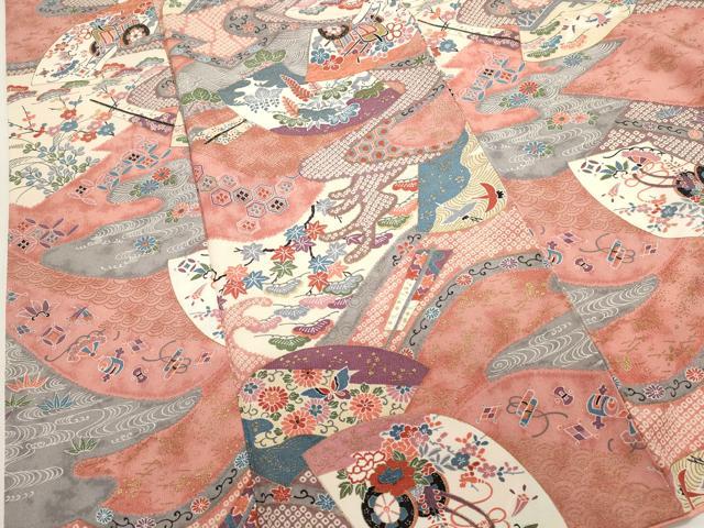平和屋着物■上質な小紋 地紙花蝶文 宝尽くし 金彩 正絹 逸品 DABI0780cd
