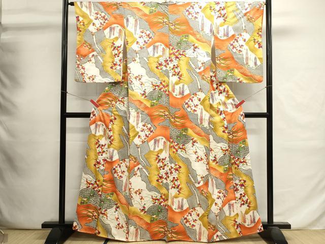 平和屋着物■上質な小紋 籬草花文 金彩 正絹 逸品 DABI0792cd