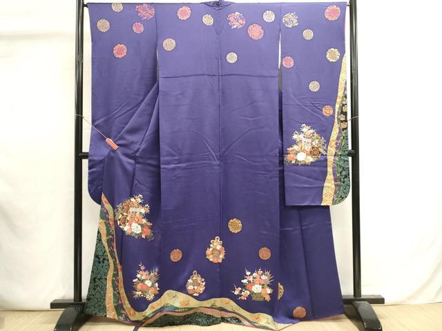 平和屋着物■豪華振袖 駒刺繍 御所車花文 金彩 正絹 逸品 DABI0798cd