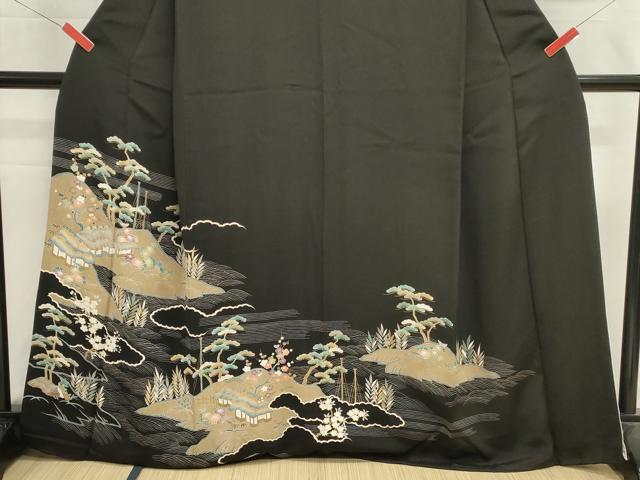 平和屋着物■豪華黒留袖 風景文 金彩 正絹 逸品 DABI0803cd