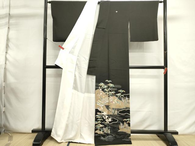 平和屋着物■豪華黒留袖 風景文 金彩 正絹 逸品 DABI0803cd