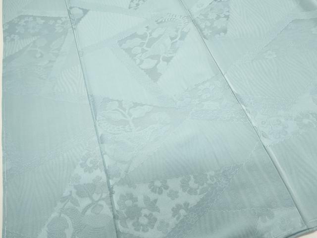 平和屋着物■上質な色無地 花鳥地紋 水色 正絹 逸品 未使用 DABI0809cd