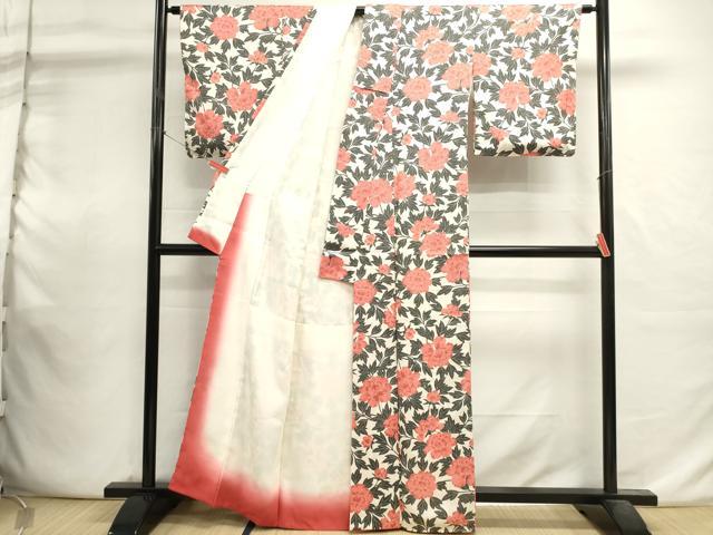 平和屋着物■上質な小紋 草花文 正絹 逸品 DABI0815cd