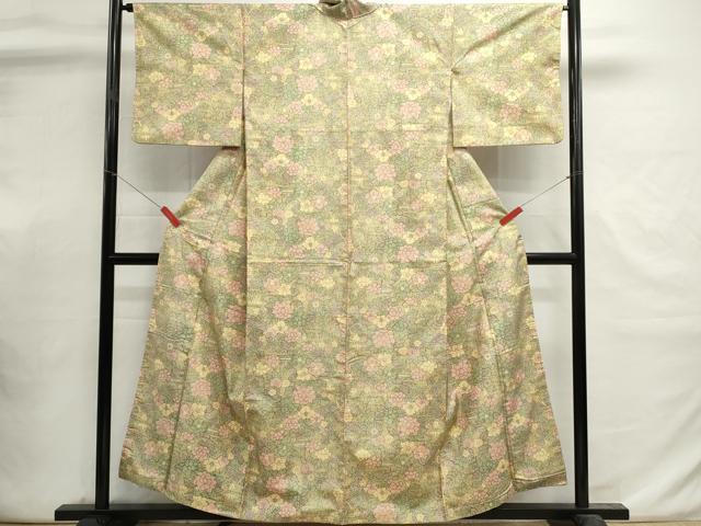 平和屋着物■本場染大島紬 草花文 正絹 逸品 DABI0824cd