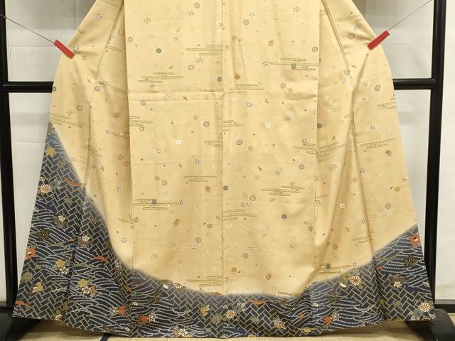 平和屋着物■訪問着 雪輪芝花文 暈し染め 金彩 正絹 逸品 DABI0828cd