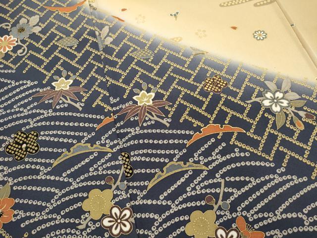 平和屋着物■訪問着 雪輪芝花文 暈し染め 金彩 正絹 逸品 DABI0828cd
