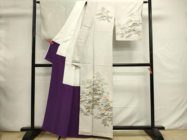 平和屋着物■訪問着 刺繍 枝松文 暈し染め 金彩 正絹 逸品 DABI0830cd