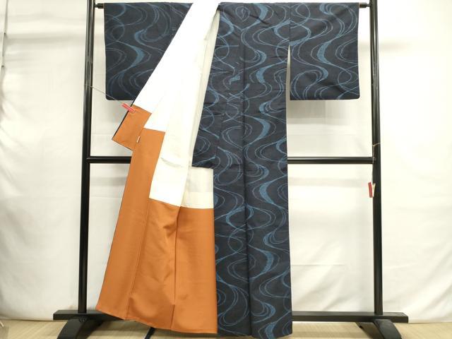 平和屋着物■上質な紬 流水文 やまと誂製 正絹 逸品 DABI0836cd
