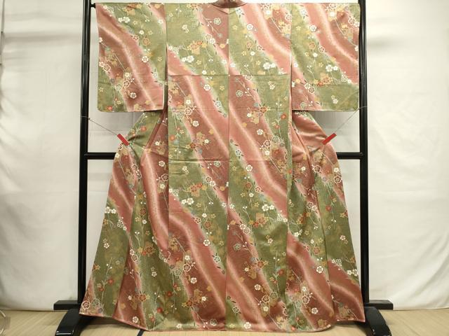平和屋着物■上質な小紋 御所車花文 暈し染め 金彩 正絹 逸品 DABI0841cd