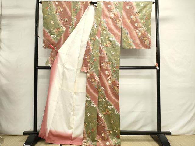 平和屋着物■上質な小紋 御所車花文 暈し染め 金彩 正絹 逸品 DABI0841cd