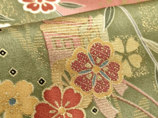 平和屋着物■上質な小紋 御所車花文 暈し染め 金彩 正絹 逸品 DABI0841cd