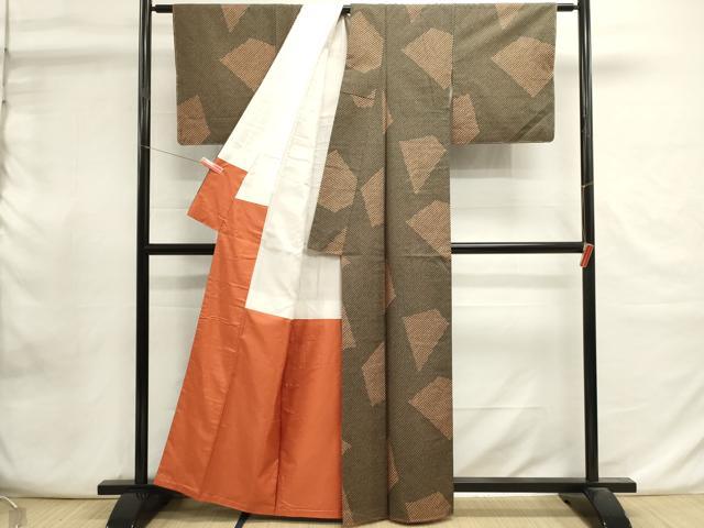 平和屋着物■上質な小紋 紬地 幾何学文 正絹 逸品 未使用 DABI0861cd