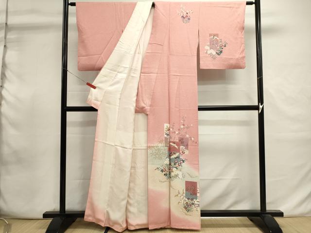 平和屋着物■訪問着 短冊飛鶴文 暈し染め 金彩 正絹 逸品 DABI0867cd