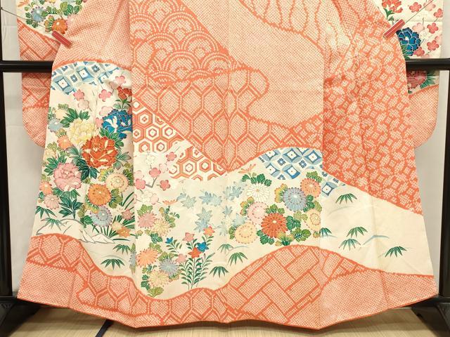 平和屋着物■豪華振袖 駒刺繍 絞り 吉祥草花文 金彩 正絹 逸品 DABI0886cd