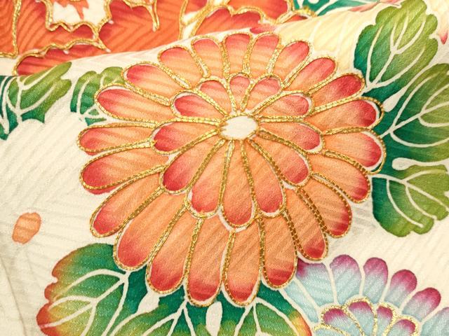 平和屋着物■豪華振袖 駒刺繍 絞り 吉祥草花文 金彩 正絹 逸品 DABI0886cd