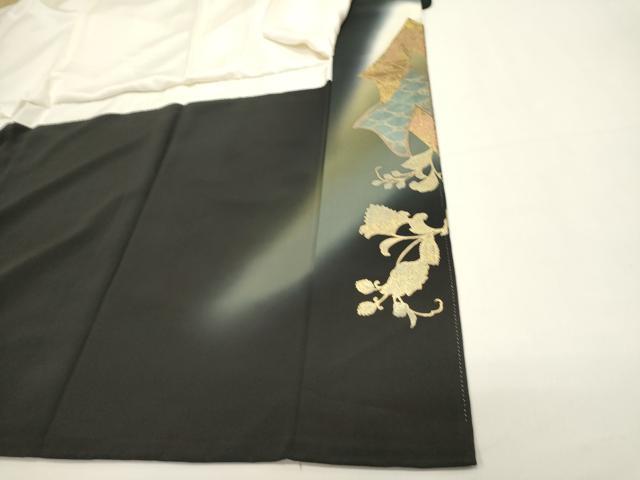 平和屋着物■豪華黒留袖 向かい鳥更紗花文 泰常 暈し染め 金彩 正絹 逸品 DABI0893cd