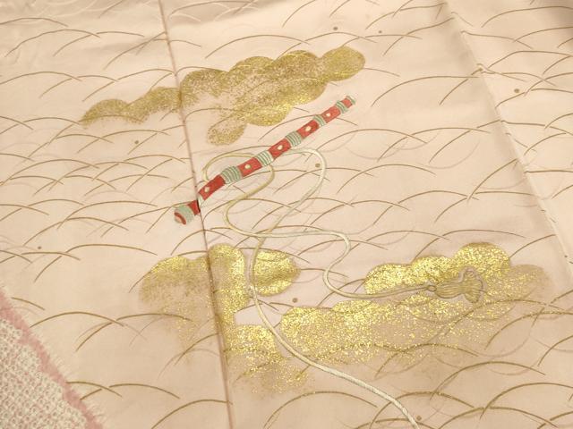 平和屋着物■訪問着 絞り 刺繍 雲取り横笛文 金彩 正絹 逸品 DABI0905cd