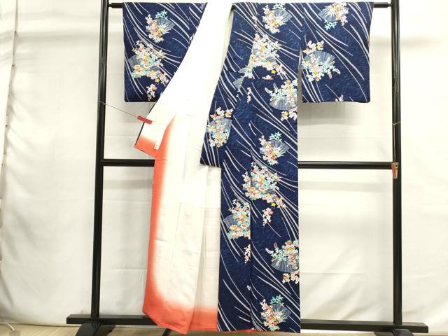 平和屋着物■上質な小紋 絞り 扇面花文 金彩 正絹 逸品 DABI0906cd