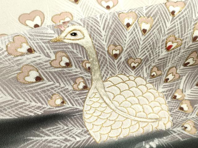 平和屋着物■豪華黒留袖 駒刺繍 孔雀文 暈し染め 金彩 正絹 逸品 DABI0915cd