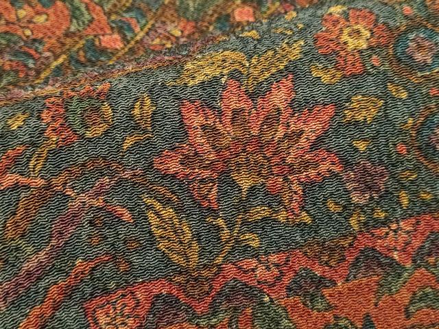 平和屋着物■上質な小紋 更紗花文 鬼しぼ縮緬 正絹 逸品 DABI0926cd