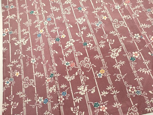 平和屋着物■上質な小紋 型染め 笹竹花鳥文 枝梅 正絹 逸品 DABI0927cd