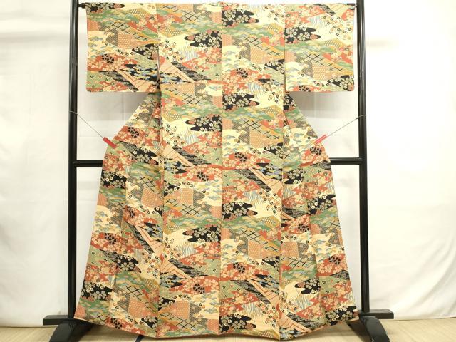 平和屋着物■上質な小紋 吉祥花文 正絹 逸品 DABI0931cd