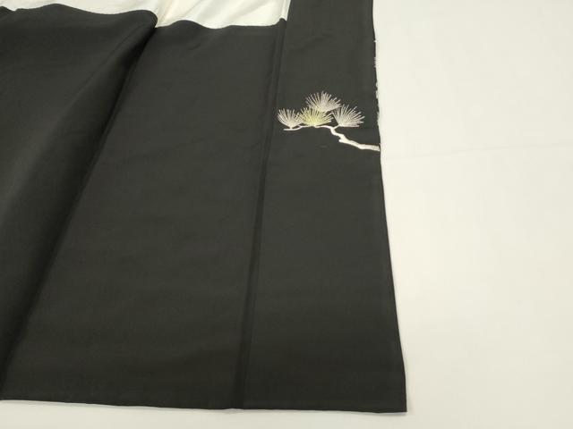 平和屋着物■豪華黒留袖 総刺繍 御所車花文 枝松文 金銀糸 正絹 逸品 DABI0948cd