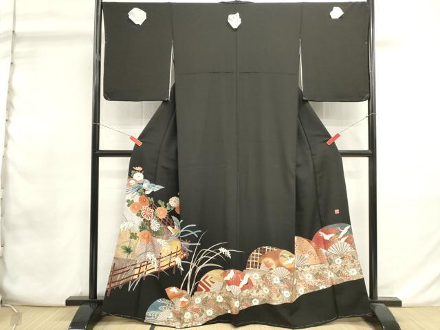 平和屋着物■豪華黒留袖 刺繍 萬壽染 鳳凰花文 金銀彩 正絹 逸品 DABI0949cd