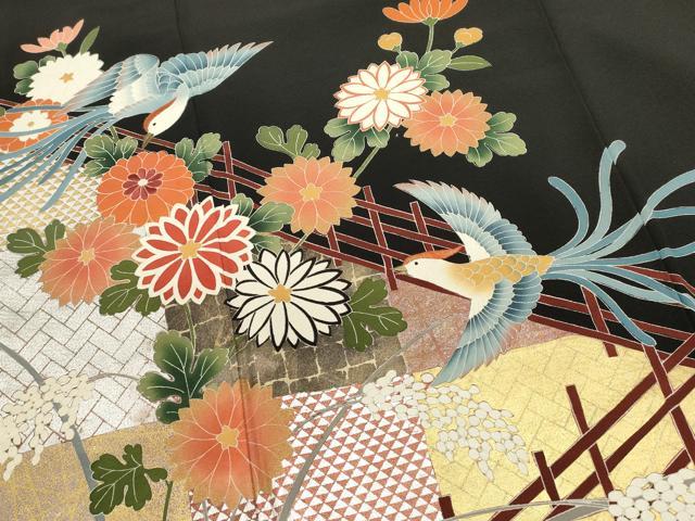平和屋着物■豪華黒留袖 刺繍 萬壽染 鳳凰花文 金銀彩 正絹 逸品 DABI0949cd