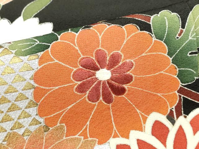 平和屋着物■豪華黒留袖 刺繍 萬壽染 鳳凰花文 金銀彩 正絹 逸品 DABI0949cd