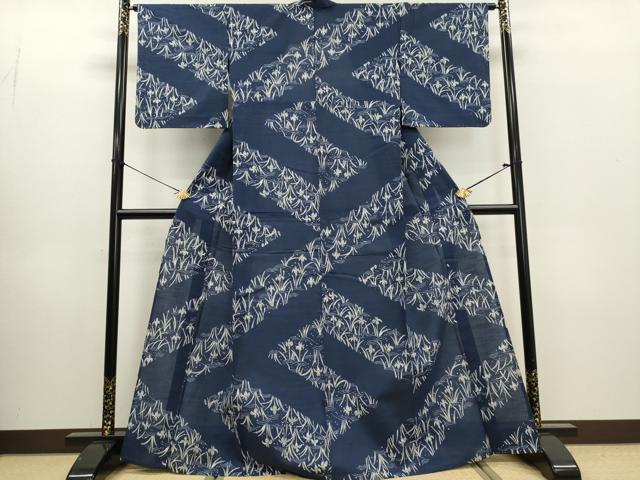 平和屋着物∴夏物 浴衣 杜若 カキツバタ 綿 逸品 DABI0967cd