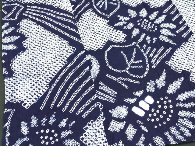 平和屋着物∴夏物 浴衣 有松鳴海絞り 枝花文 綿 逸品 DABI0981cd