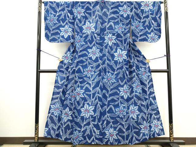 平和屋着物∴夏物 浴衣 有松鳴海絞り 草花文 綿 逸品 DABI0982cd