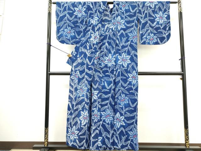 平和屋着物∴夏物 浴衣 有松鳴海絞り 草花文 綿 逸品 DABI0982cd