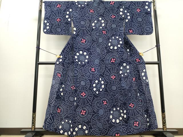 平和屋着物∴夏物 浴衣 有松鳴海絞り 源氏車文 綿 逸品 DABI0990cd