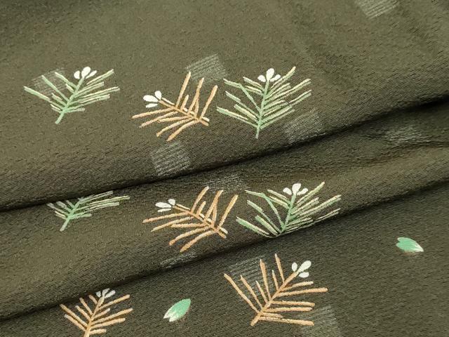 平和屋着物▽上質な小紋 単衣 松葉文 正絹 逸品 DABI1009sf