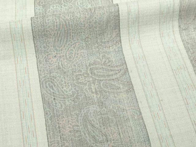 平和屋着物▽上質な紬 単衣 唐草間道 正絹 逸品 DABI1011sf