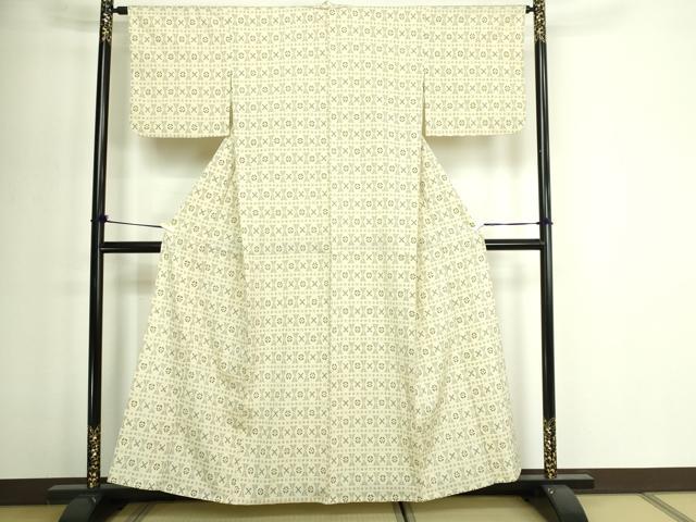 平和屋着物▽本塩沢 単衣 吉祥文 正絹 逸品 DABI1013sf