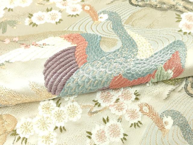 平和屋本店▼六通柄袋帯 桃山波暖桃香文 本金箔 正絹 逸品 DABI1032sf