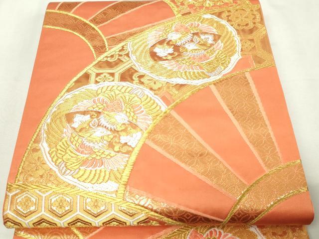 平和屋本店▼六通柄袋帯 唐織 花鳥文 24k金箔 正絹 逸品 DABI1044sf