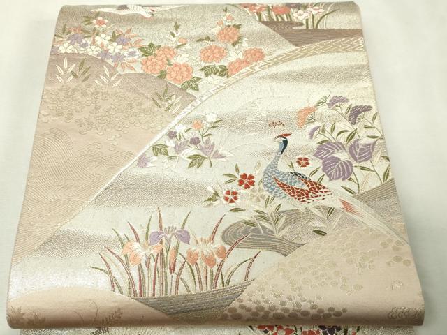 平和屋本店▼六通柄袋帯 唐織 九百錦 瑞宝秀咲文 純金箔二重織 正絹 逸品 DABI1051sf