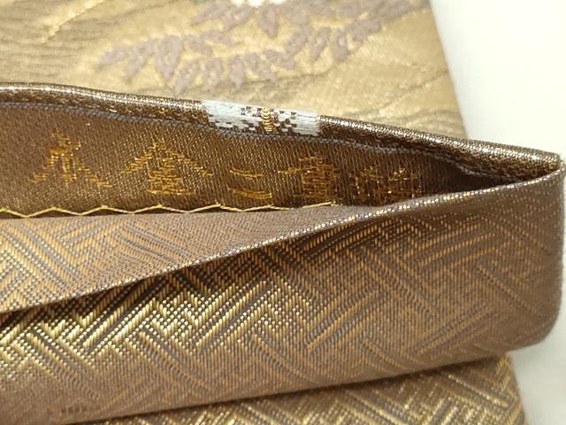平和屋本店▼六通柄袋帯 風景草花文 本金二重箔 正絹 逸品 DABI1059sf