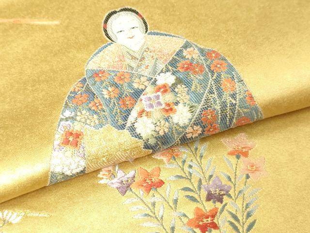 平和屋本店●六通柄袋帯 熊野純絵文 本金箔 金泥箔 正絹 逸品 DABI1062sf